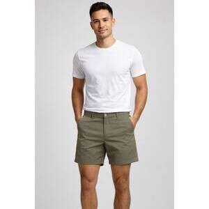 Mens Olive Chino Shorts Flat Front Casual Golf Summer
